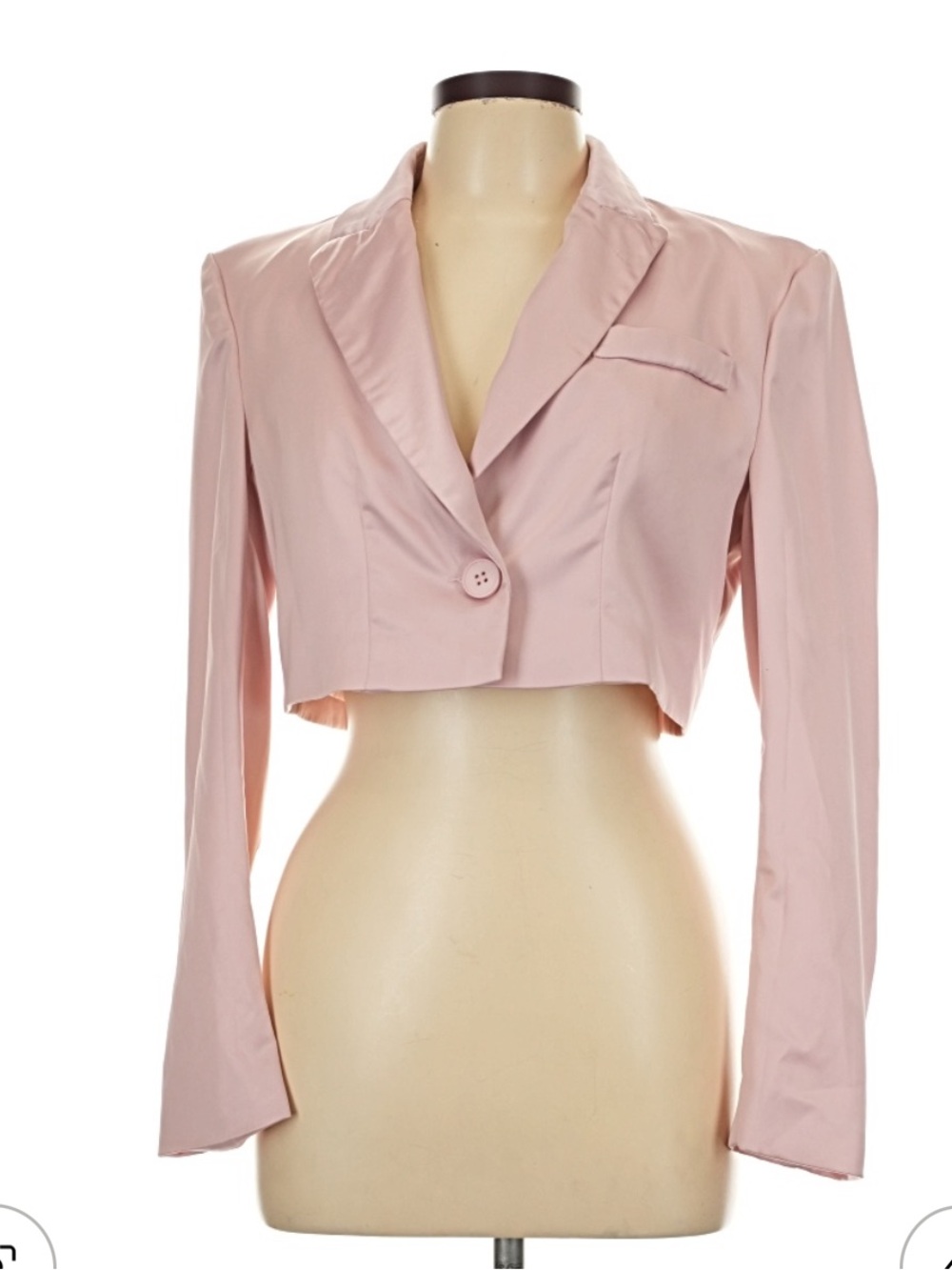 Vintage Pink Cropped Blazer Top